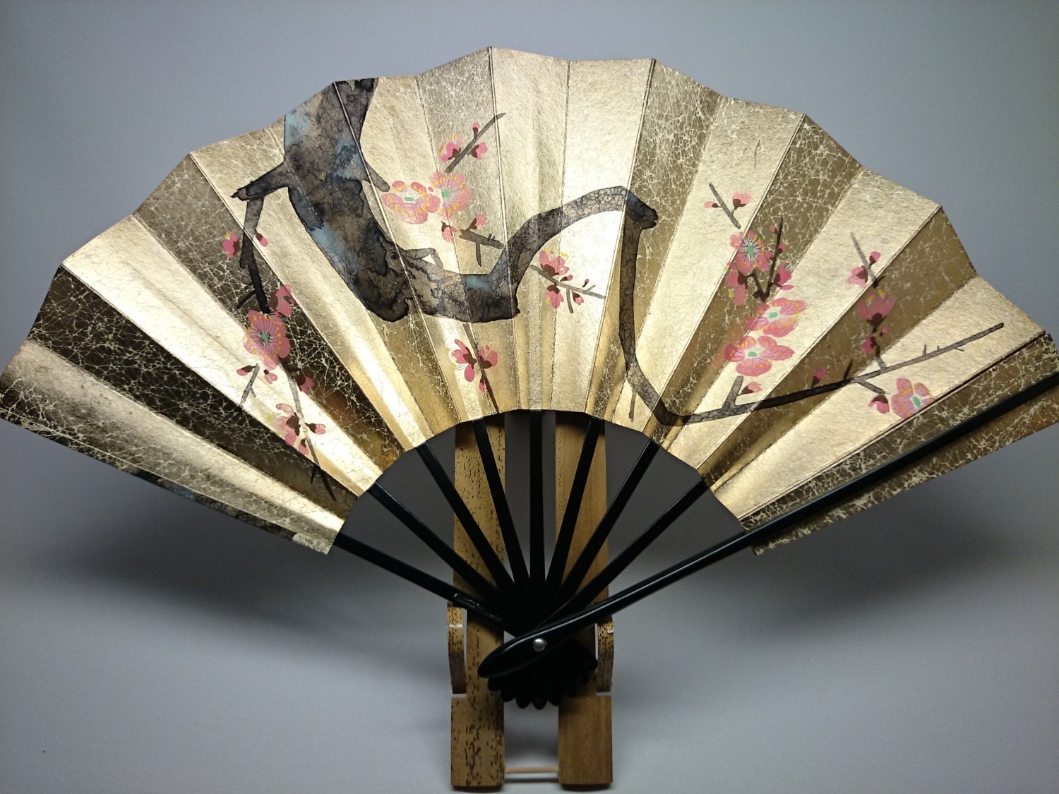 Japanese Vintage Decorative Paper Fan [Pine and Apricot / Matsu and Ume ...