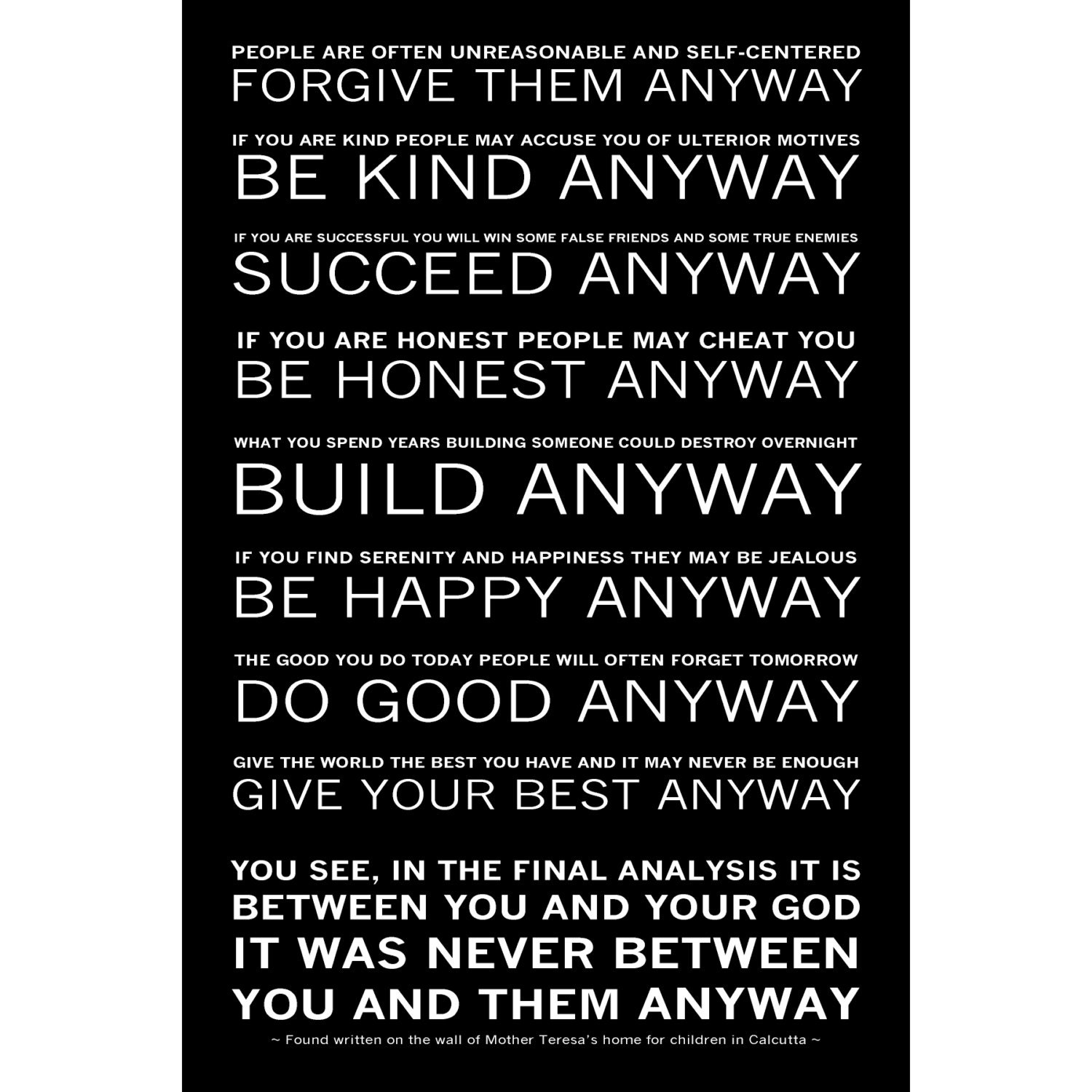 Download Mother Teresa's Do it Anyway Poem Available Sizes