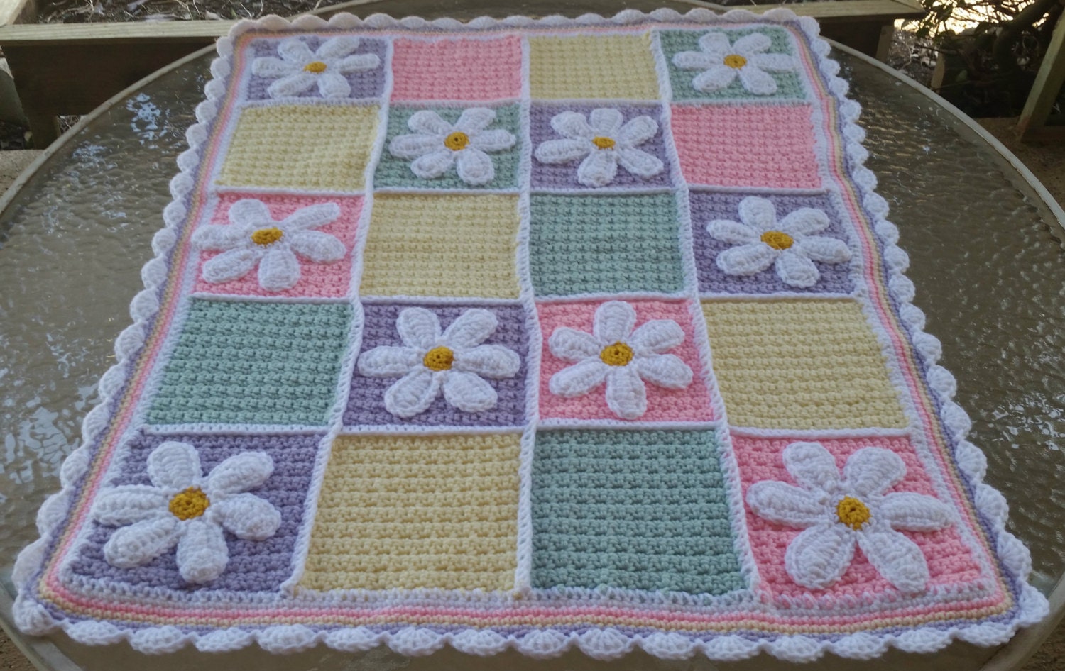 Flower crochet blanketgirls blanketwall hanging girls room
