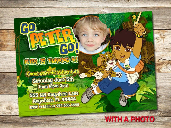 Go Diego Go Birthday Invitation by JustRightDesigns954 on Etsy