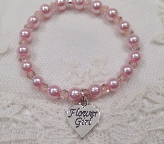 Flower Girl stretch bracelet with and without by ShalomJewelry