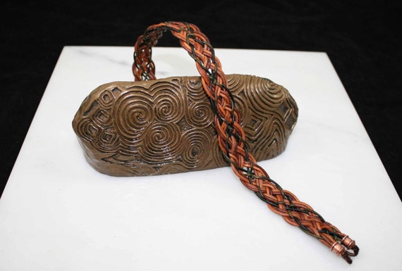 Celtic leather in brown, black,and green