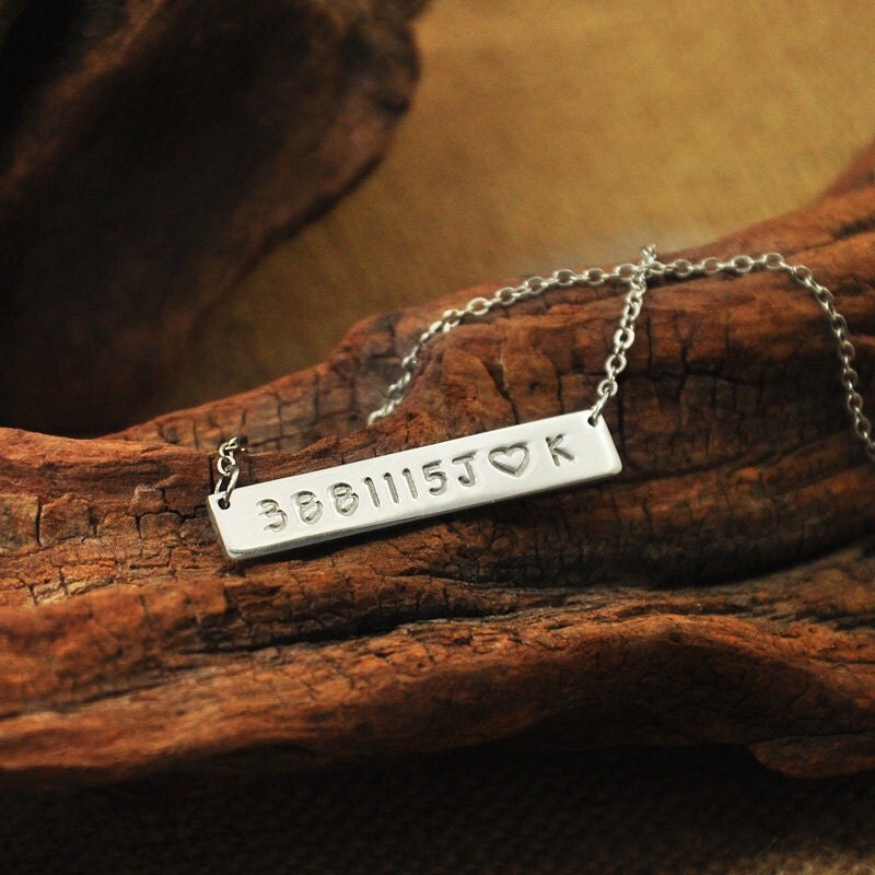 Engraved Bar necklace Custom Engraved necklace bar Pendant