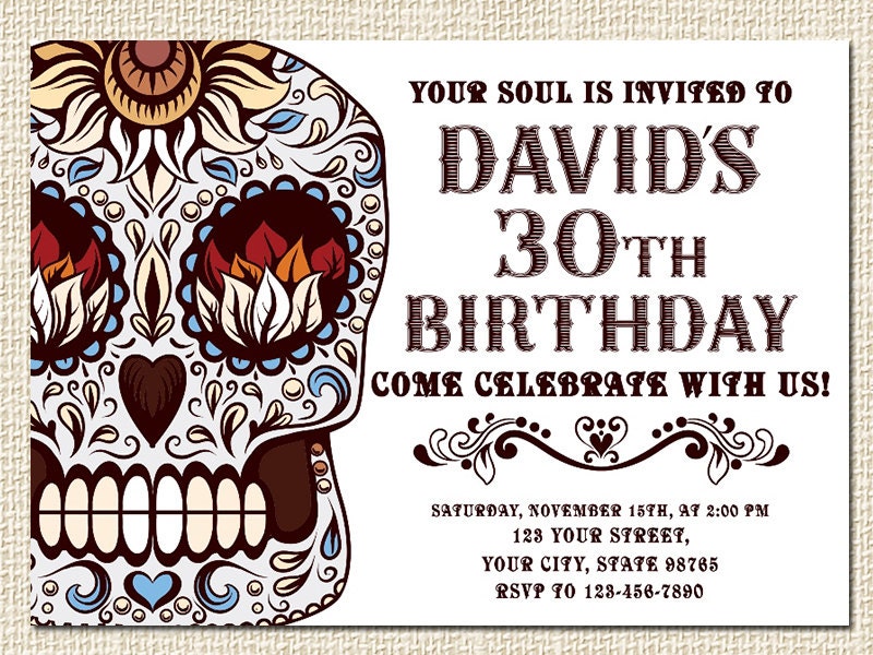 Sugar Skull Birthday Invitation Sugar Skull Baby Shower