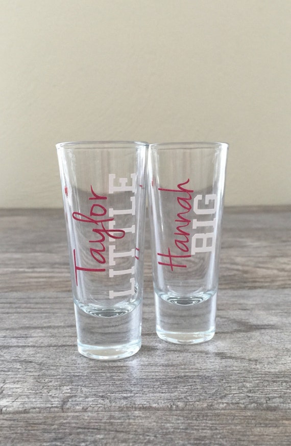 Big and Little personalized shot glass set by PacificCharmDesigns