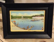 Vintage Framed Sunlite Pool Coney I sland Cincinnati Postcard 4X6 in ...