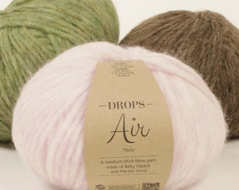 Garnstudio DROPS Design Air yarn 50g 70% Baby Alpaca 7 Extra fine merino 23 polyamide Light Weight Thick knitting wool