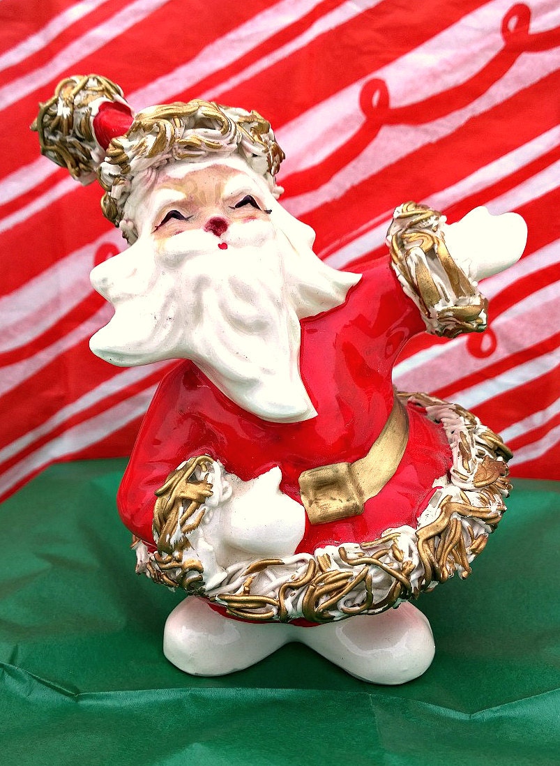 Vintage Ceramic Christmas Santa Figurine 1950s