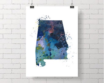 Items similar to Alabama state watercolor painting 