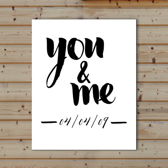 Items similar to Custom "You and Me" wall art with wedding date, 8x10
