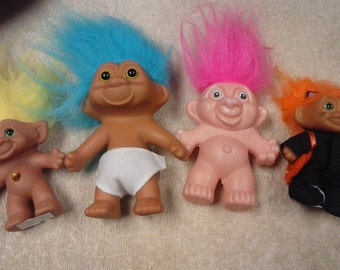 Lot of 4 vintage troll dolls