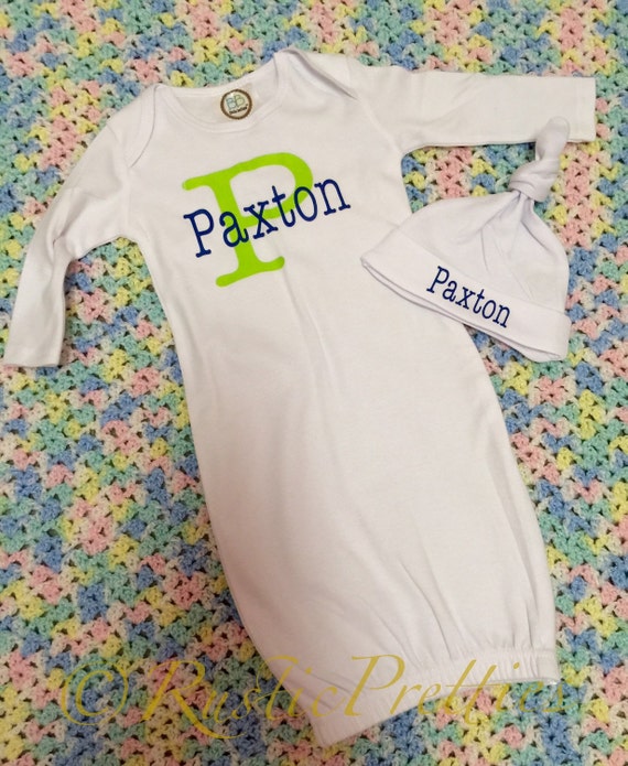 items-similar-to-personalized-baby-gown-and-hat-on-etsy