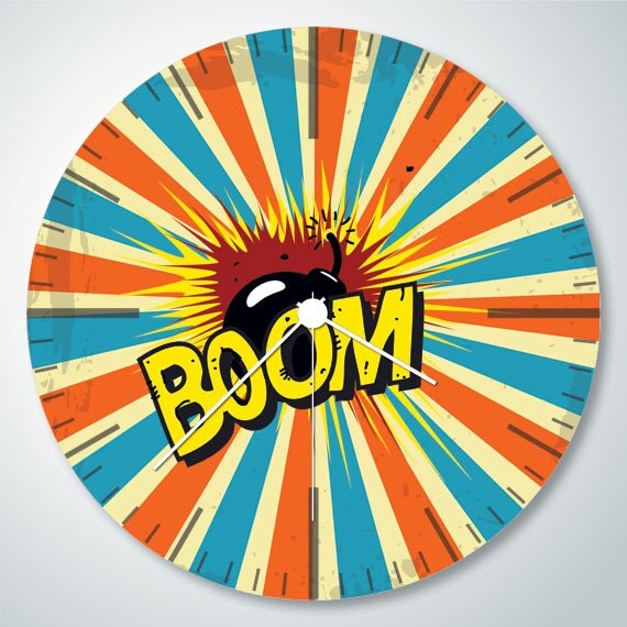 Items similar to Creative Retro Pop art wall clock cool colorful style