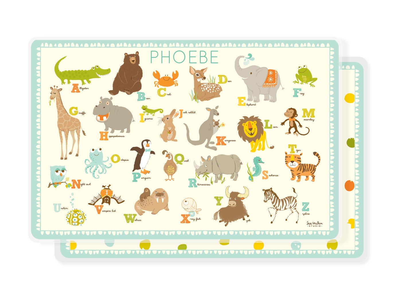 PLACEMAT for kids Personalized Alphabet ABC placemat