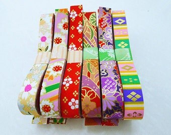 Washi Chiyogami Origami Lucky Star Paper Strips Assorted Design - Pack of 50 strips