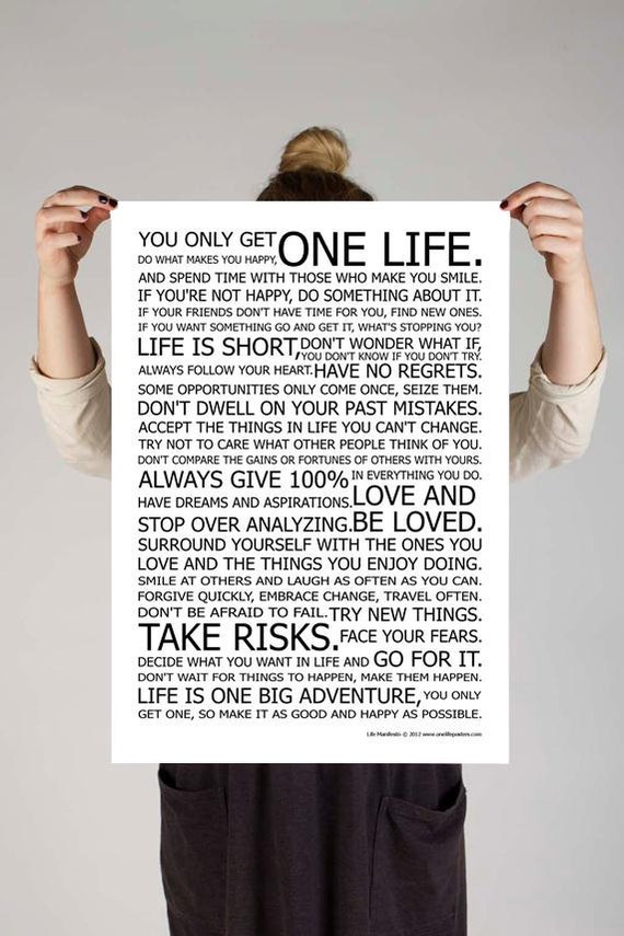 Life Manifesto Poster The World Famous Original Motivational