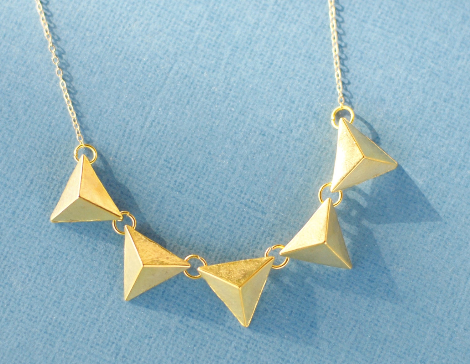 Geometric Statment Necklace, Triangle Charm Necklace, Triangle Charm