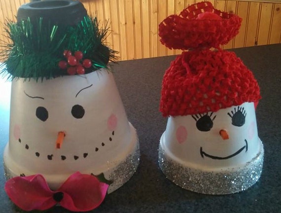 Clay Pot Snowmen Set Of 2 By MaineDownHomeCrafter On Etsy   Il 570xN.704444943 Ggts 