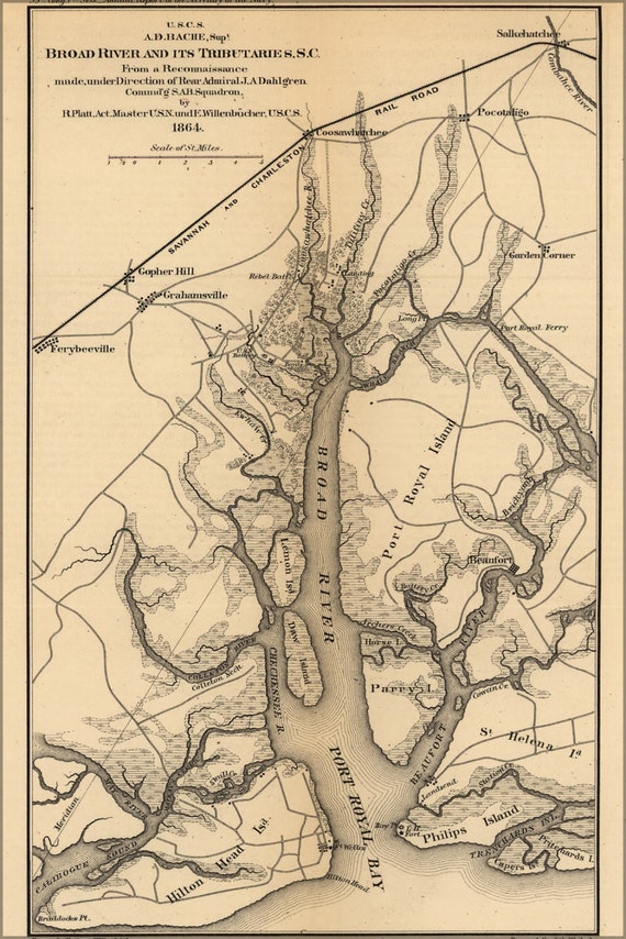 24x36 Poster Map Of Broad River South Carolina