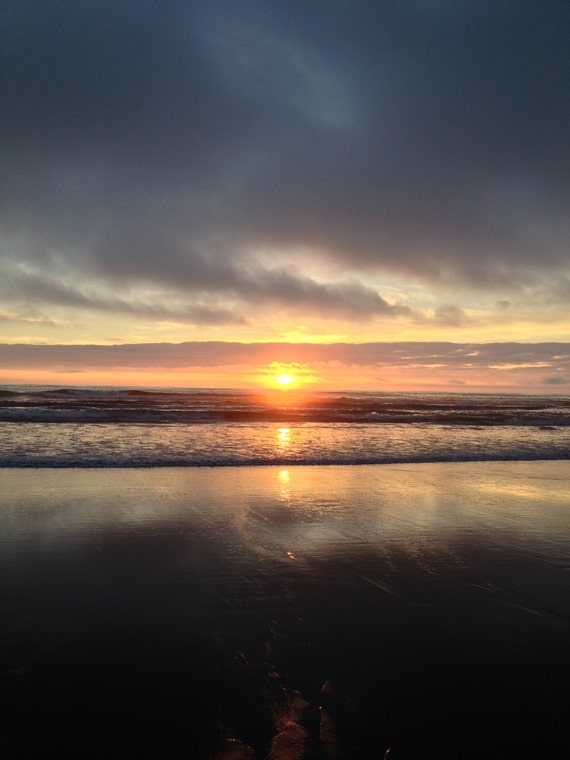 Beach sunset photograph or canvas print 5x7 8x10 11x14