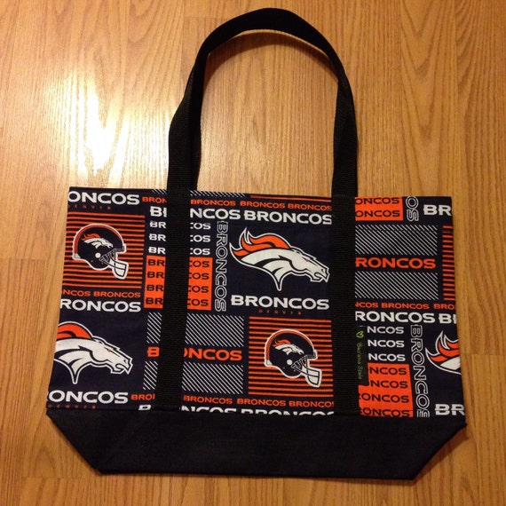 Denver Broncos tote bag lined in denim locally by OmaopioStyle