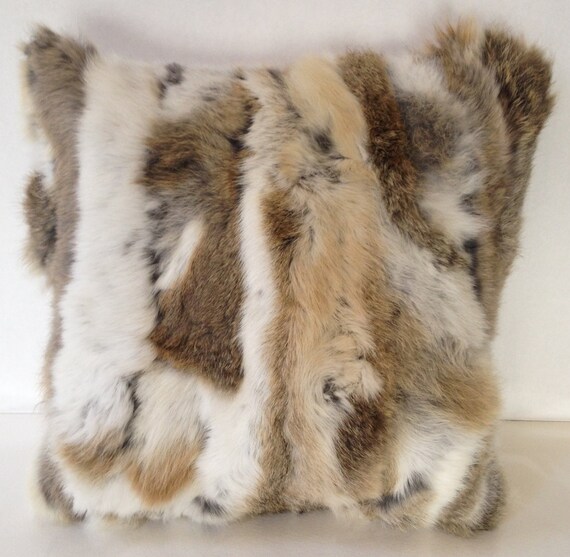 Beautifur real Rabbit Fur Throw Pillow Cushion by Beautifur2014