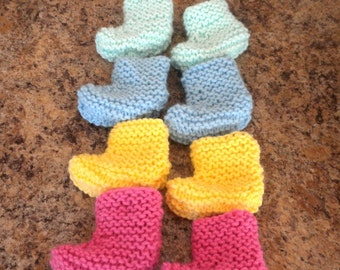 Pastel Preemie Booties, Knit Baby Socks, Baby Shower