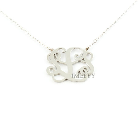 necklace in silver handcrafted name initials necklace women monogram ...