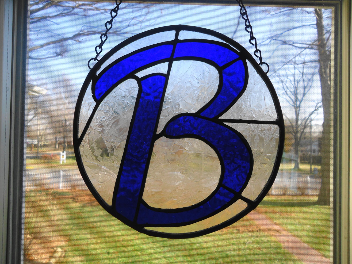 Cobalt Blue-Letter B 8 Circle Stained Glass By FaerieStainedGlass