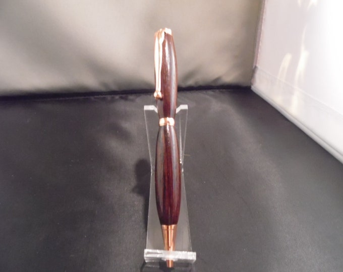 Slim Cross Style Twist Pen in Boka Brown Wood with a Copper Finish