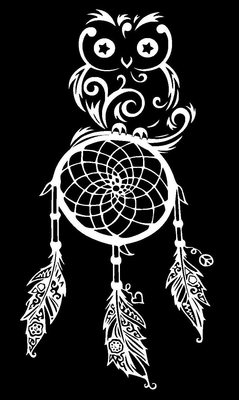 Cute Owl Dreamcatcher car window decal Laptop by StiksAlot on Etsy