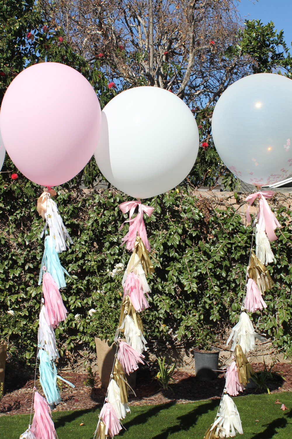 Balloon Tassel // Pink Ivory Gold Tassels with Giant 36 inch