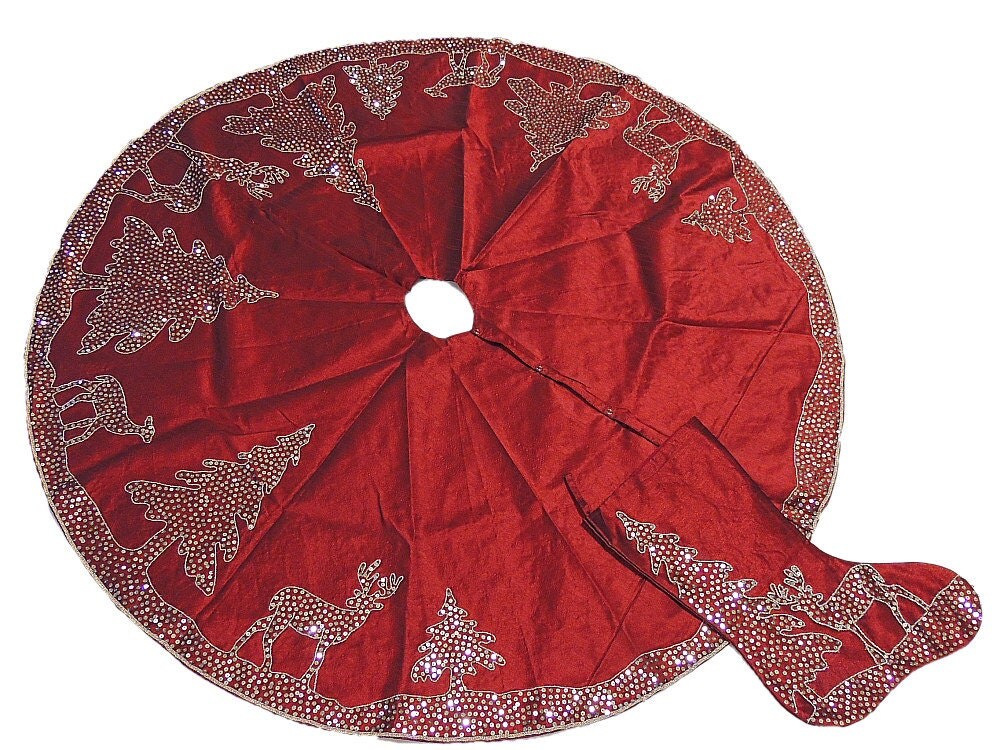 burgundy organza fabric christmas tree skirt and stocking with burgundy organza fabric christmas tree skirt and stocking with