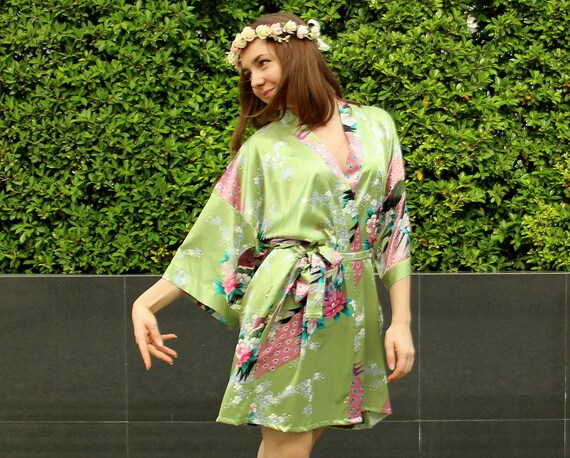 light green silk robe
