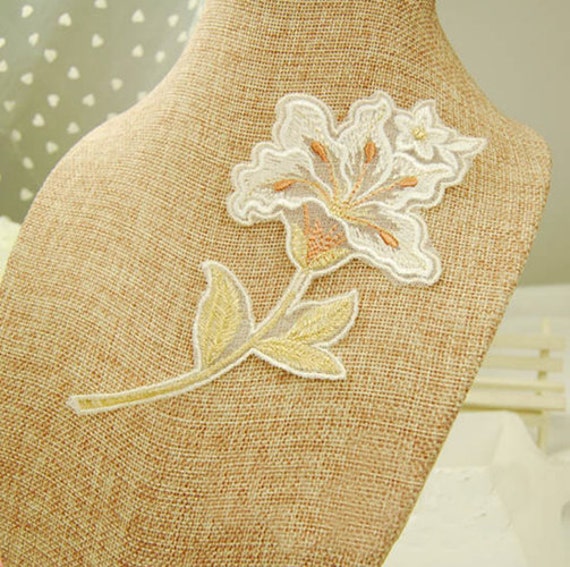 4 Lace Appliques Flower For Clothing Embellishment by LQrainbow