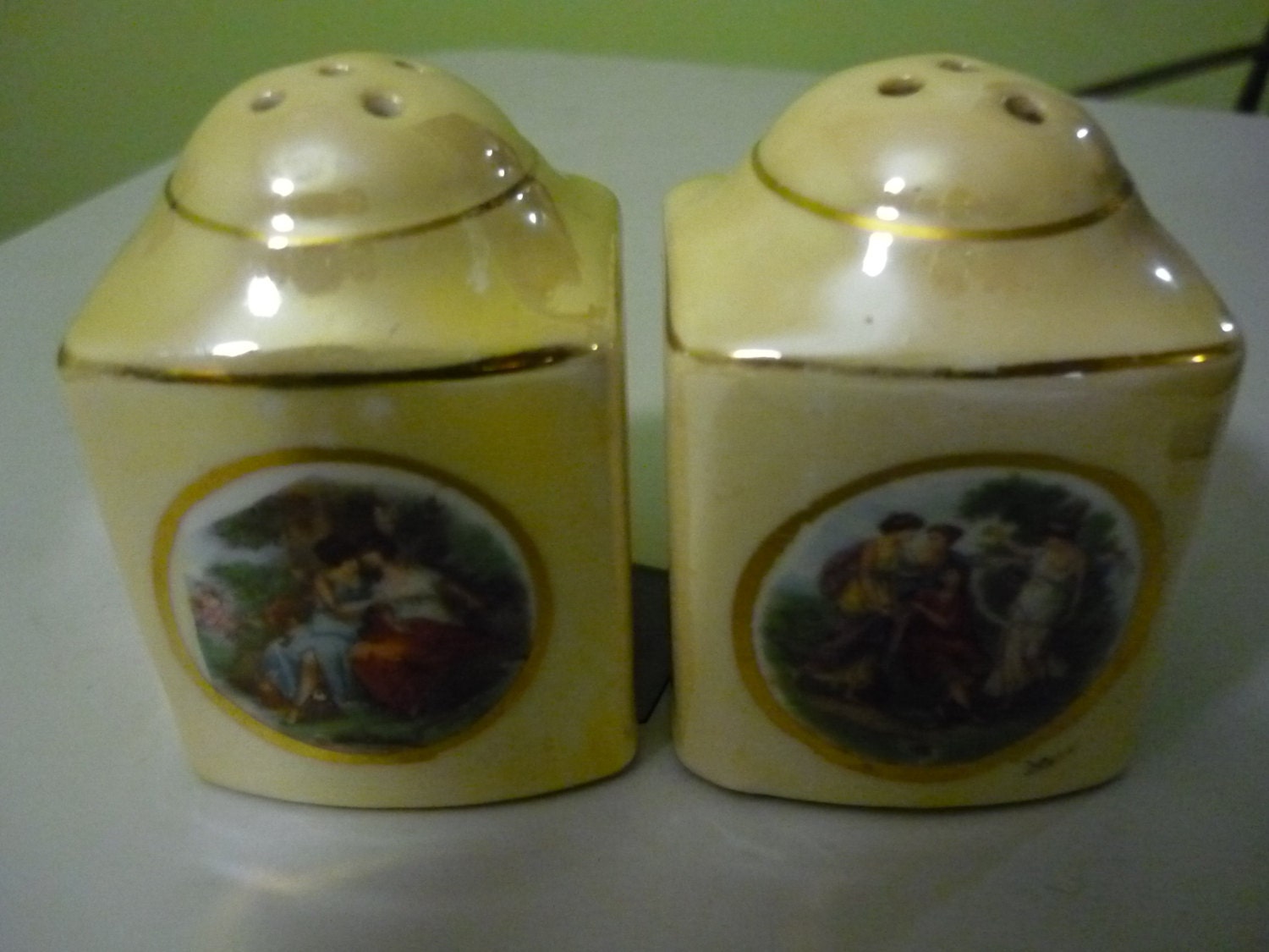 Free shipping German salt & pepper shakers porcelain scenery