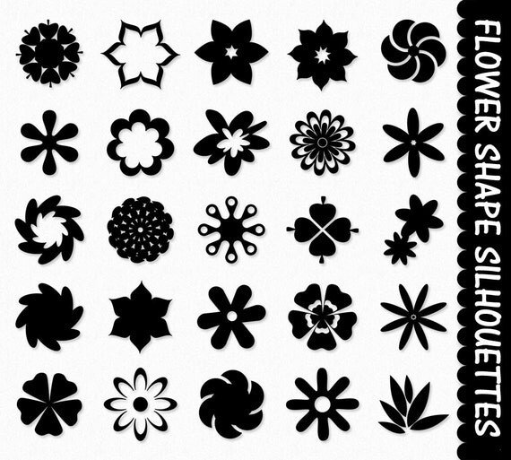 Download Flower Shapes Silhouettes Clip Art Graphics Floral Elements