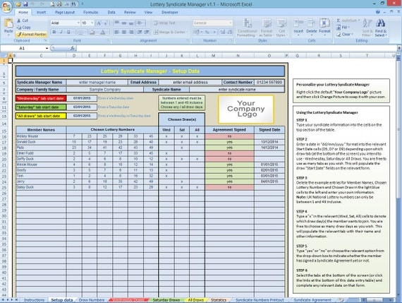 Excel For Lottery | Calendar Template 2016