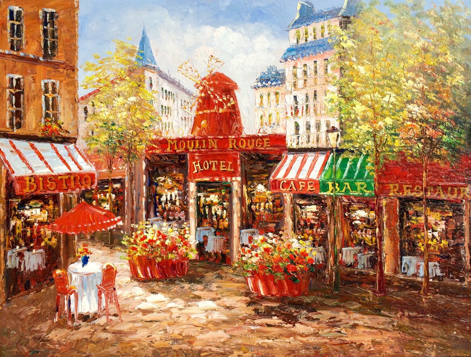 36 x 48 Paris-Moulin Rouge-hand-painted oil on canvas by StudioM27
