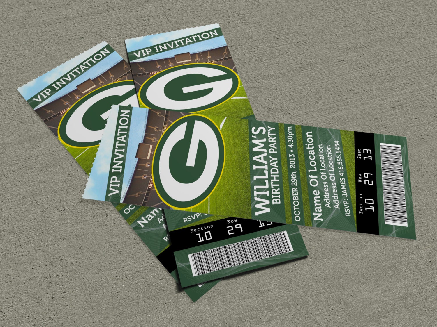 Green Bay Packers Custom Ticket Invitation by JamesWilliamDesigns
