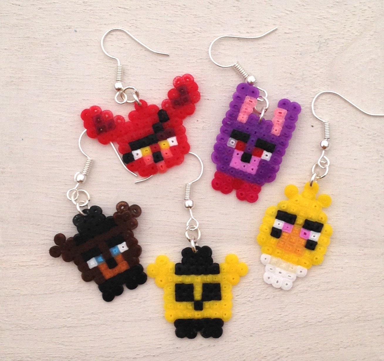 Five Nights at Freddy's inspired Perler Bead Earrings