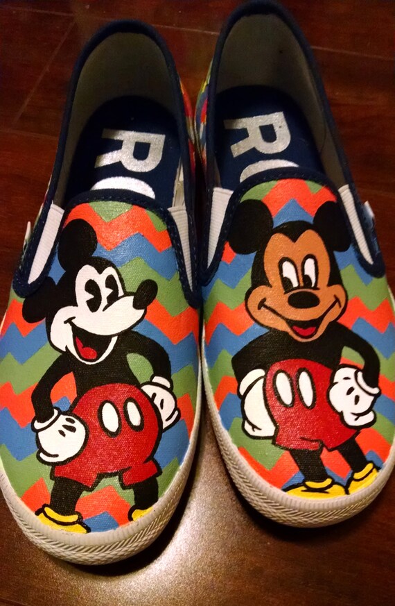 Custom Hand Painted Mickey Mouse Canvas Shoes Adult or