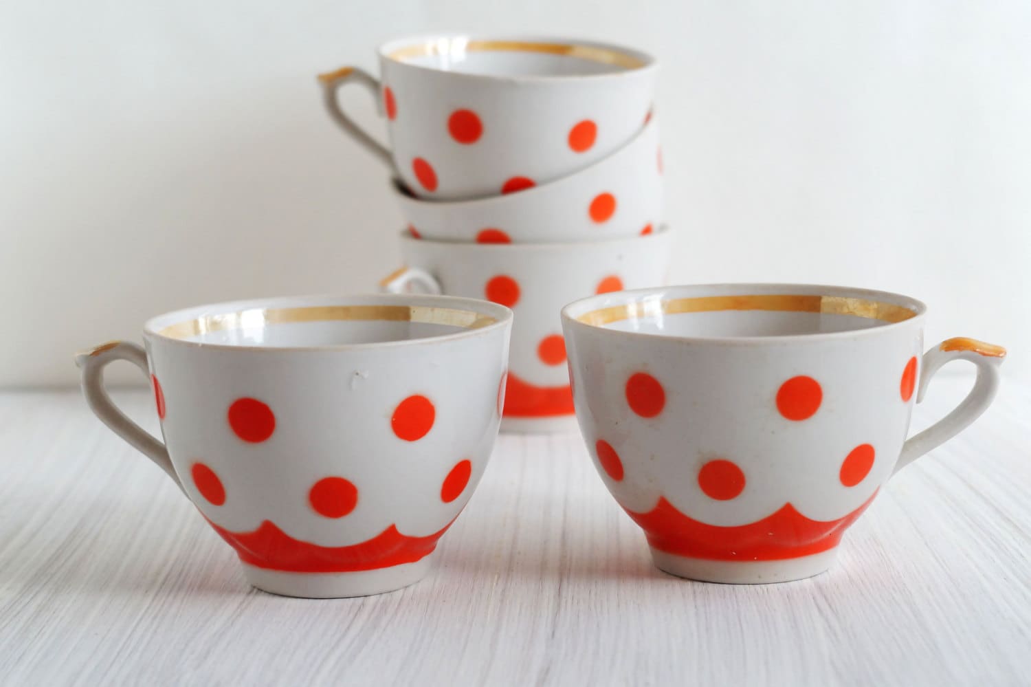 Download Red polka dot tea cup Vintage coffee cups Porcelain by ...