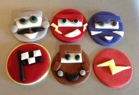 12 X Edible Icing Disney Cars Themed Cupcake By ACupfulofCake