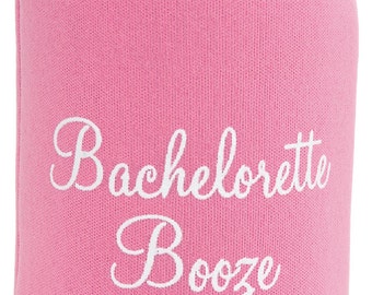 Bachelorette Booze Can Coolers! Bachelorette can coolers in pink and white are perfect for the bachelorette festivities!