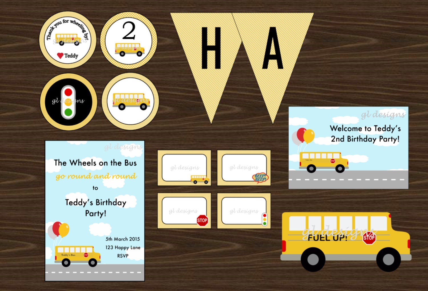 Wheels on the Bus Printable Party Package