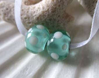Elizabeth Creations MINT JULEP artisan lampwork matching handmade glass beads Sra