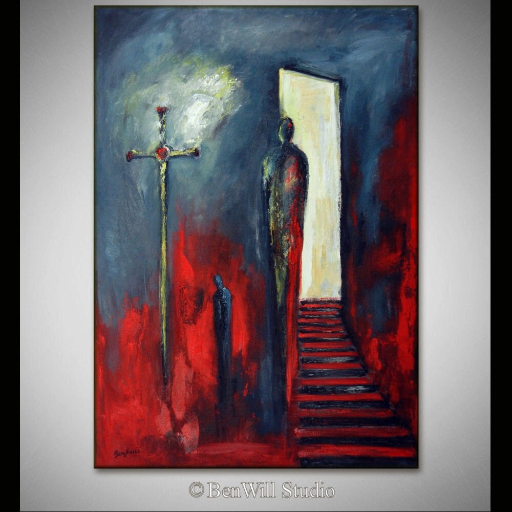MODERN Abstract Expressionist Painting Black Red - CONTEMPORARY Art 40x28 - INSIGHT by BenWill