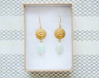 Items similar to Sea Glass Pale Sea Foam Pendant with Filigree Bell Cap