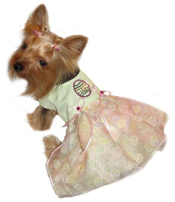 Easter dog dress Easter egg design. Pink and Mint dog dress for spring